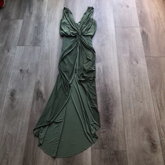 Misa Los Angeles Dresses Misa Los Angeles High Low Green Jersey